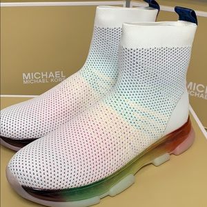kendra rainbow stretch knit sock sneaker
